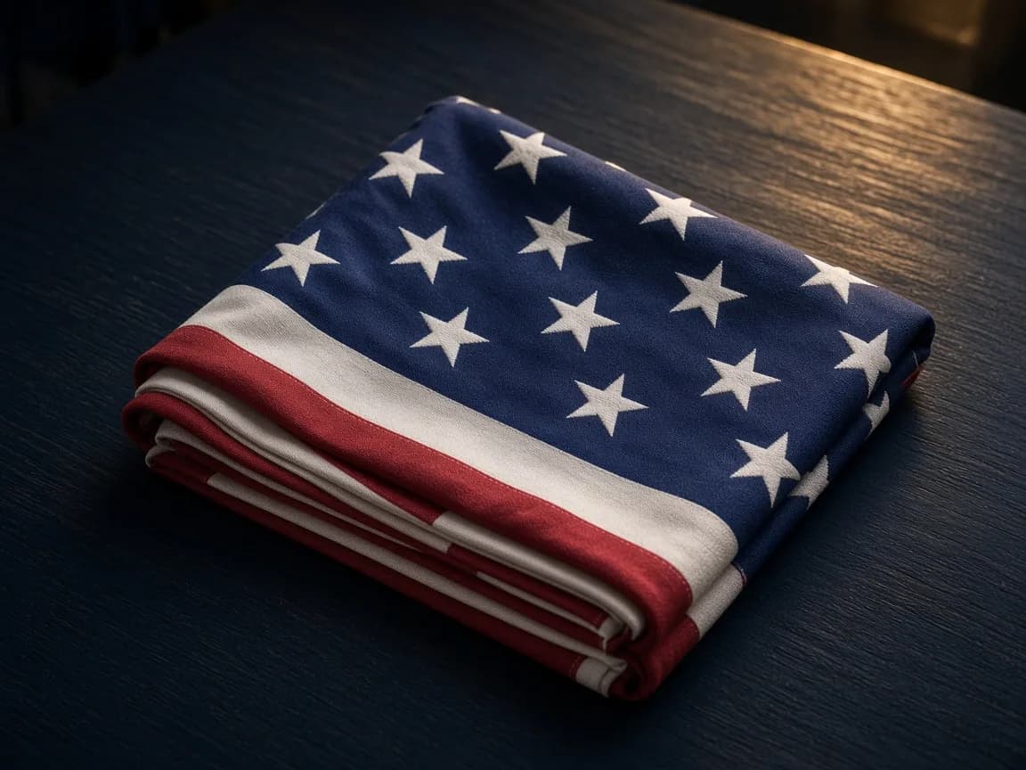 American flag prepared for a ceremonial presentation